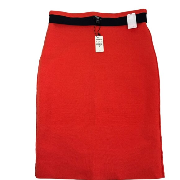 Express Orange Knit Pencil Skirt Size M | NWT $80 | Stretch High Waist - Picture 5 of 6